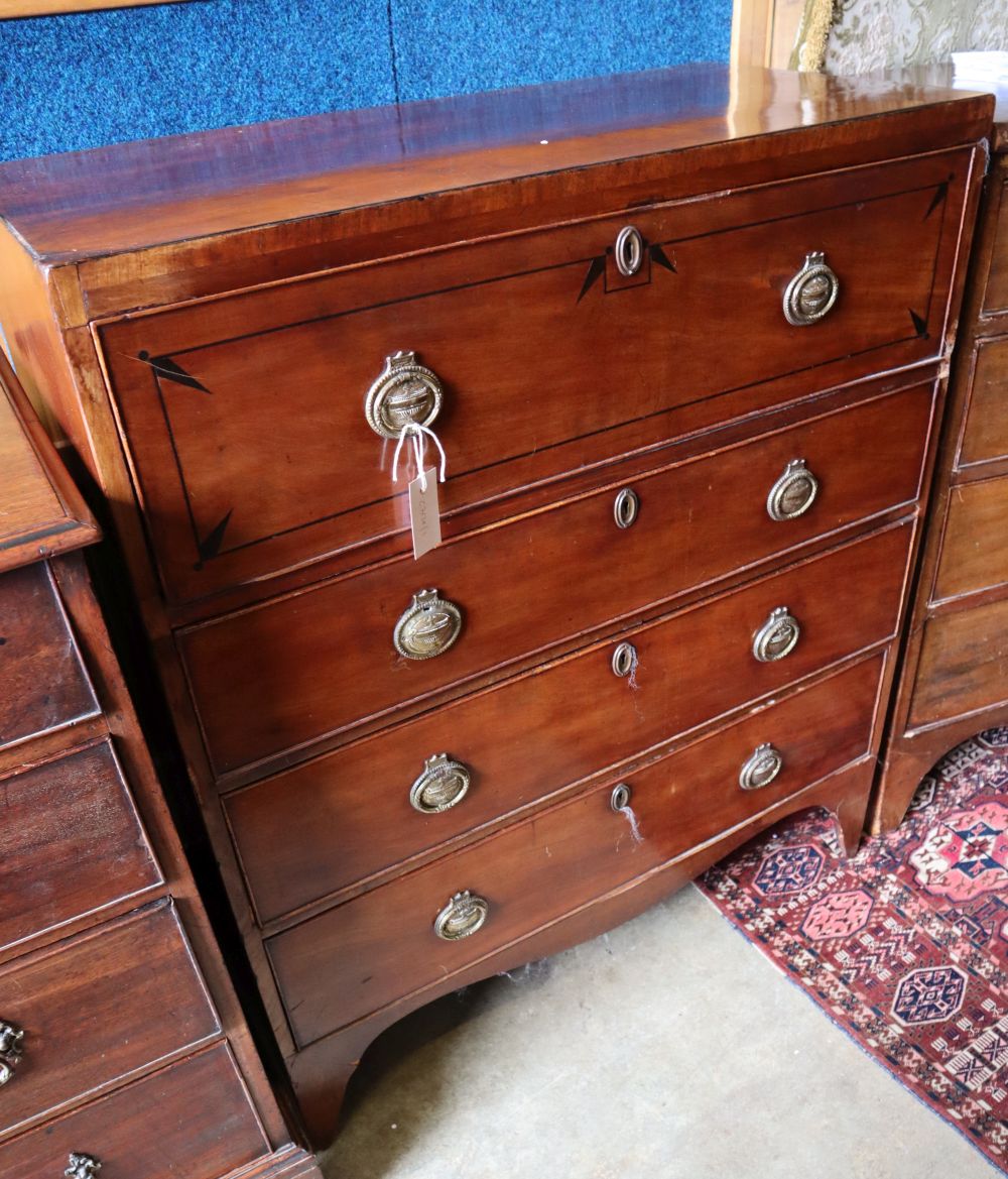 A Regency mahogany secretaire chest, width 90cm depth 44cm height 105cm